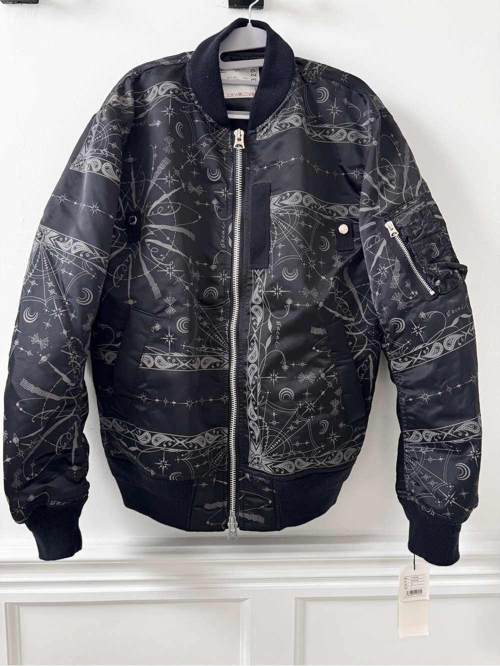 Sacai and Dr Woo collab Black Nylon-Cotton Bomber Jacket